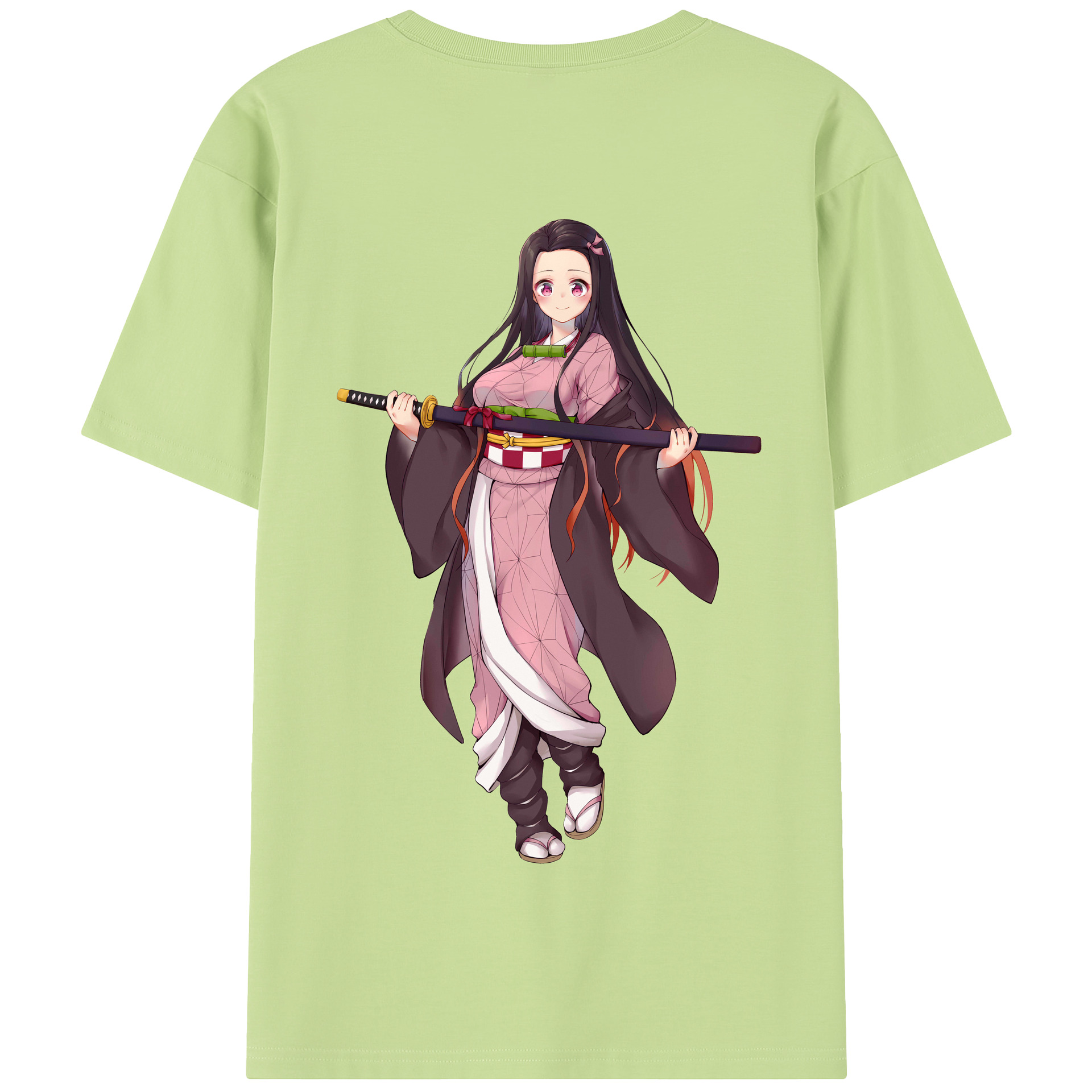 （画像用） 鬼滅の刃（きめつのやいば）竈門 禰󠄀豆子／かまど ねずこ Kamado Nezuko 綿100％半袖Tシャツ（背面プリント）